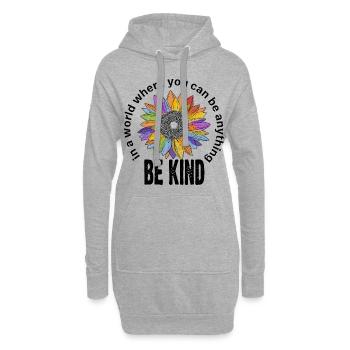 Welt alles sei nett Blume Sonnenblume bunt - Hoodie-Kleid - Grau meliert - Vorne