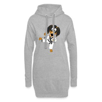 HUND - DACKEL - KAMPFDACKEL - KARATE - JUDO - Hoodie-Kleid - Grau meliert - Vorne