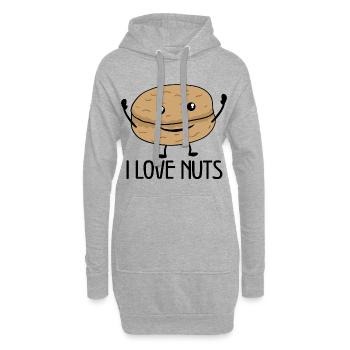 Liebesnüsse Nussig Walnuss Essen - Hoodie-Kleid - Grau meliert - Vorne