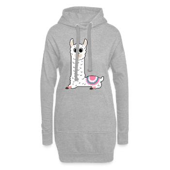 L Lama Lama - Sweat-shirt à capuche long Femme - gris chiné - Devant