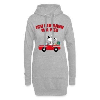 ICH BIN DANN MAL WEG - HUND - AUTO - REISE - TIER - Hoodie-Kleid - Grau meliert - Vorne