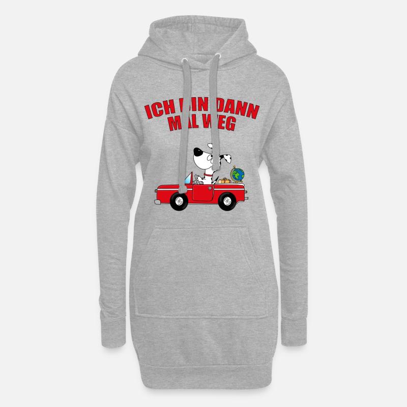 ICH BIN DANN MAL WEG - HUND - AUTO - REISE - TIER - Hoodie-Kleid - Grau meliert