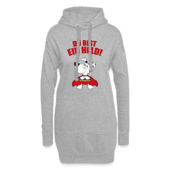 DU BIST EIN HELD! - HUND - SUPERHELD - TIERISCH - Hoodie-Kleid - Grau meliert - Vorne