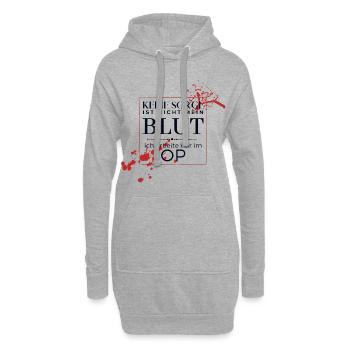 Blutflecken im OP - lustiger Spruch - Hoodie-Kleid - Grau meliert - Vorne
