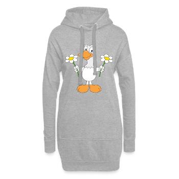 GANS - GÄNSEBLÜMCHEN - LIEBE - LOVE - BLUMEN - Hoodie-Kleid - Grau meliert - Vorne