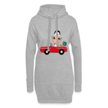 PFERD - AUTO - REISE - TIER - FUN - Hoodie-Kleid - Grau meliert - Vorne