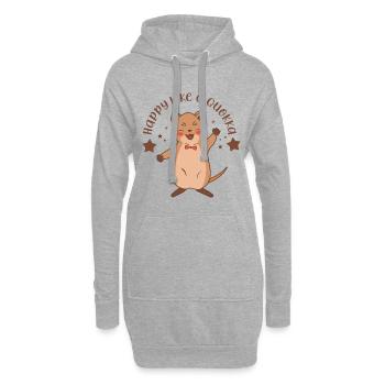 Lustiges Zitat Happy Like A Quokka - Hoodie-Kleid - Grau meliert - Vorne