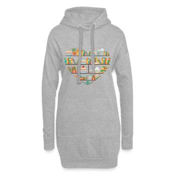 Lesezitat Herz Bücherregale Bibliothek Buchliebhaber - Hoodie-Kleid - Grau meliert - Vorne