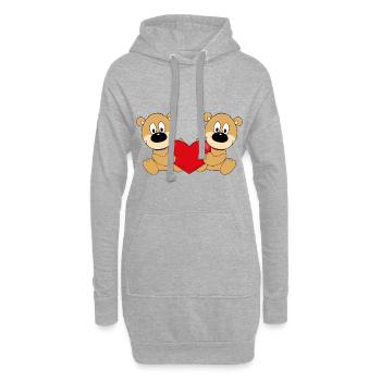 TEDDYBÄREN - BÄREN - TEDDYS - HERZ - LIEBE - LOVE - Hoodie-Kleid - Grau meliert - Vorne
