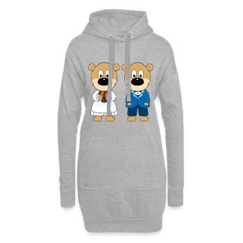 HOCHZEIT - HEIRATEN - LIEBE - BRAUTPAAR - TEDDYS - Hoodie-Kleid - Grau meliert - Vorne
