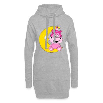 EINHORN - MOND - KIND - BABY - Hoodie-Kleid - Grau meliert - Vorne