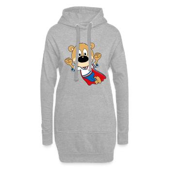 SUPERHELD - TEDDY - BÄR - KINDER - BABY - Hoodie-Kleid - Grau meliert - Vorne