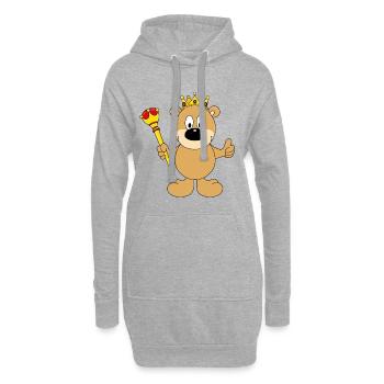 TEDDYBÄR - BÄR - TEDDY - KÖNIG - KÖNIGIN - Hoodie-Kleid - Grau meliert - Vorne