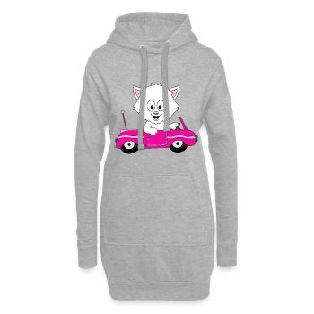 KATZE - CAT - AUTO - CAR - TIER - KIND - BABY - Hoodie-Kleid - Grau meliert - Vorne