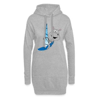 NILPFERD - HIPPO - FLUSSPFERD - WINDSURFER - TIER - Hoodie-Kleid - Grau meliert - Vorne