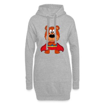 SUPERHELD - TEDDYBÄR - TEDDY - KIND - BABY - Hoodie-Kleid - Grau meliert - Vorne