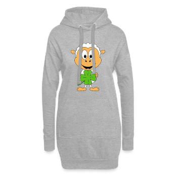 KLEEBLATT - SCHAF - GLÜCKSBRINGER - TIER - KIND - Hoodie-Kleid - Grau meliert - Vorne