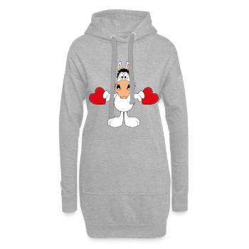 PFERD - SCHIMMEL - LIEBE - LOVE - TIER - PONY - Hoodie-Kleid - Grau meliert - Vorne