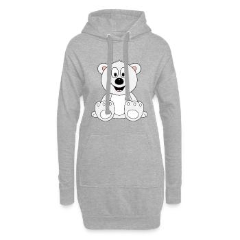 EISBÄR - BÄR - TEDDY - KIND - BABY - TIERISCH - Hoodie-Kleid - Grau meliert - Vorne