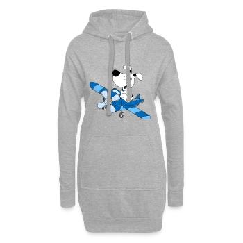 HUND - FLUGZEUG - TIER - KIND - BABY - Hoodie-Kleid - Grau meliert - Vorne