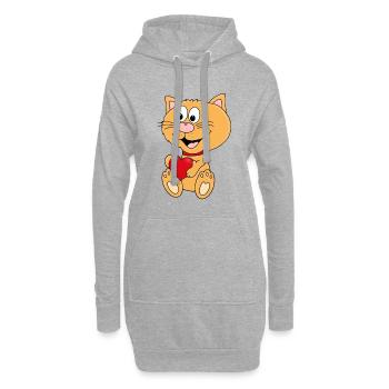 KATZE - HERZ - LIEBE - LOVE - TIERLIEB - TIERISCH - Hoodie-Kleid - Grau meliert - Vorne