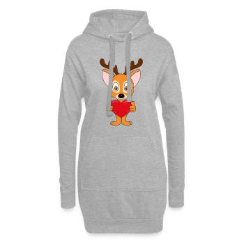 REH - HERZ - LIEBE - LOVE - VERLIEBT - TIERLIEB - Hoodie-Kleid - Grau meliert - Vorne