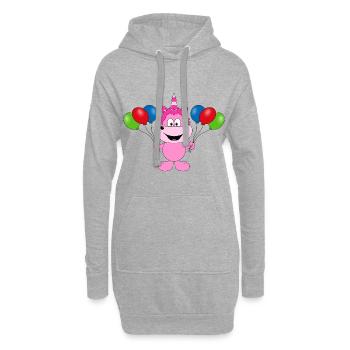 EINHORN - LUFTBALLONS - KIND - BABY - TIERISCH - Hoodie-Kleid - Grau meliert - Vorne