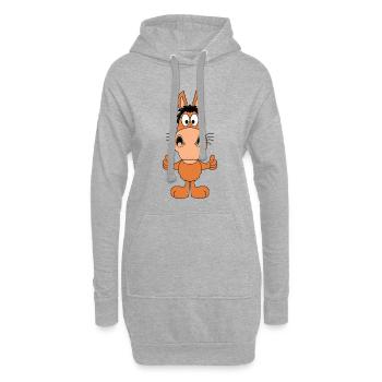 PFERD - HORSE - REITEN - REITERIN - REITER - Hoodie-Kleid - Grau meliert - Vorne