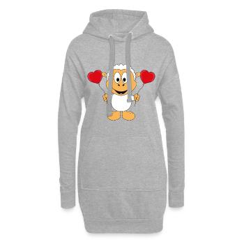SCHAF - LIEBE - LUFTBALLONS - HERZEN - TIER - BABY - Hoodie-Kleid - Grau meliert - Vorne