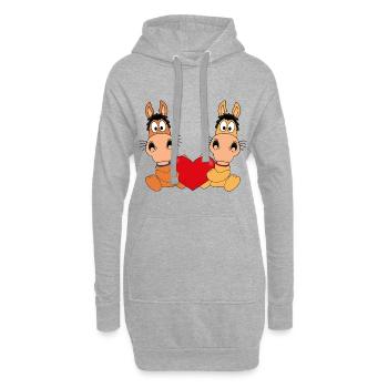 PFERDE - PFERD - LIEBE - REITEN - REITERIN - KIND - Hoodie-Kleid - Grau meliert - Vorne