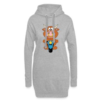 BULLE - RIND - STIER - KUH - MOTORRAD - PIERCING - Hoodie-Kleid - Grau meliert - Vorne