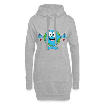 ERDE - WELT - PLANET - LIEBE - KIND - BABY - Hoodie-Kleid - Grau meliert - Vorne
