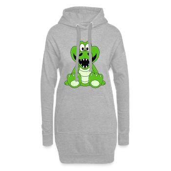 KROKODIL - TIER - KIND - BABY - Hoodie-Kleid - Grau meliert - Vorne