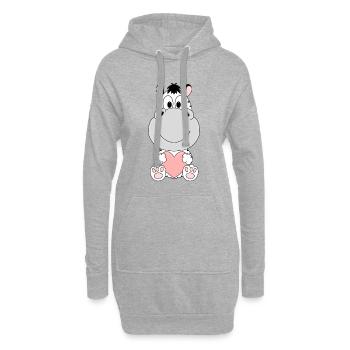 ZEBRA - HERZ - LIEBE - TIER - KIND - BABY - Hoodie-Kleid - Grau meliert - Vorne