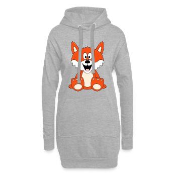 FUCHS - TIER - KINDER - BABY - Hoodie-Kleid - Grau meliert - Vorne