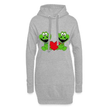 KROKODILE - TIERE - KIND - BABY - LIEBE - Hoodie-Kleid - Grau meliert - Vorne