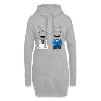NILPFERDE - HOCHZEIT - HEIRATEN - LIEBE - TIERE - Hoodie-Kleid - Grau meliert - Vorne