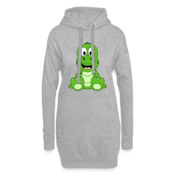 DINOSAURIER - GECKO - ECHSE - TIER - KIND - BABY - Hoodie-Kleid - Grau meliert - Vorne