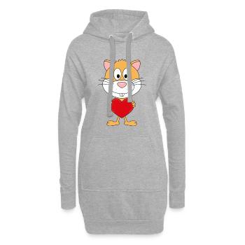 HAMSTER - LIEBE - TIER - KIND - BABY - Hoodie-Kleid - Grau meliert - Vorne