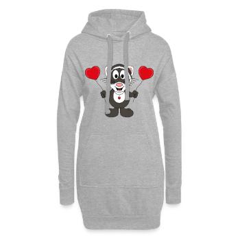 FRETTCHEN - LIEBE - TIER - KIND - BABY - Hoodie-Kleid - Grau meliert - Vorne