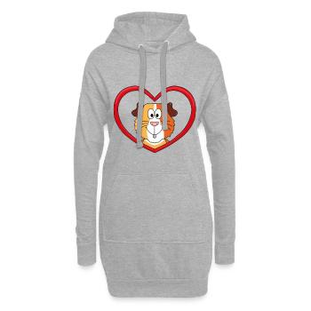 MEERSCHWEINCHEN - LIEBE - TIER - KIND - BABY - Hoodie-Kleid - Grau meliert - Vorne