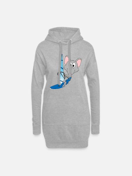 WASSERRATTE - SURFER - WINDSURFER - TIER - FUN - Hoodie-Kleid - Grau meliert