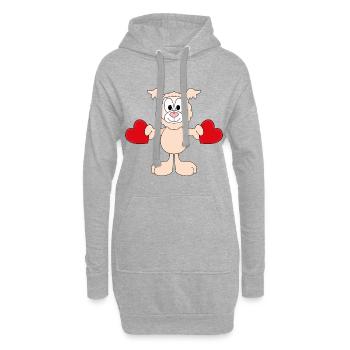 ALPAKA - LAMA - LIEBE - TIER - KIND - BABY - Hoodie-Kleid - Grau meliert - Vorne
