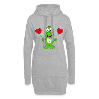 DINO - DINOSAURIER - LIEBE - TIER - KIND - BABY - Hoodie-Kleid - Grau meliert - Vorne