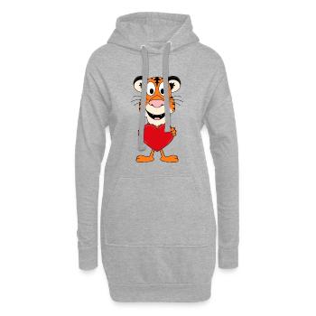 TIGER - TIER - LIEBE - LOVE - KIND - BABY - Hoodie-Kleid - Grau meliert - Vorne