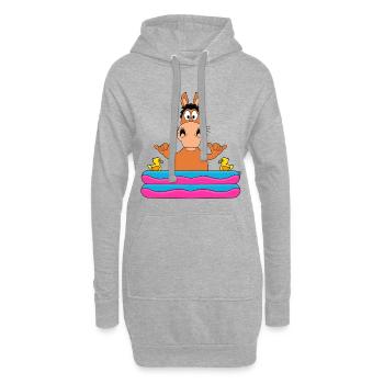 PFERD - PONY - POOL - PLANSCHBECKEN - TIER - FUN - Hoodie-Kleid - Grau meliert - Vorne
