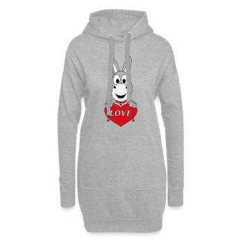 ESEL - HERZ - LIEBE - LOVE - TIER - KIND - BABY - Hoodie-Kleid - Grau meliert - Vorne