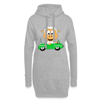 SCHAF - AUTOFAHRER - AUTO - CABRIO - TIER - FUN - Hoodie-Kleid - Grau meliert - Vorne