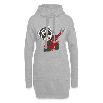 GITARRE - MUSIK - FRETTCHEN - TIER - KIND - BABY - Hoodie-Kleid - Grau meliert - Vorne