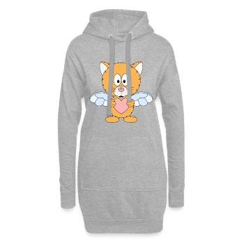 KATZE - ENGEL - LIEBE - TIER - KIND - BABY - Hoodie-Kleid - Grau meliert - Vorne